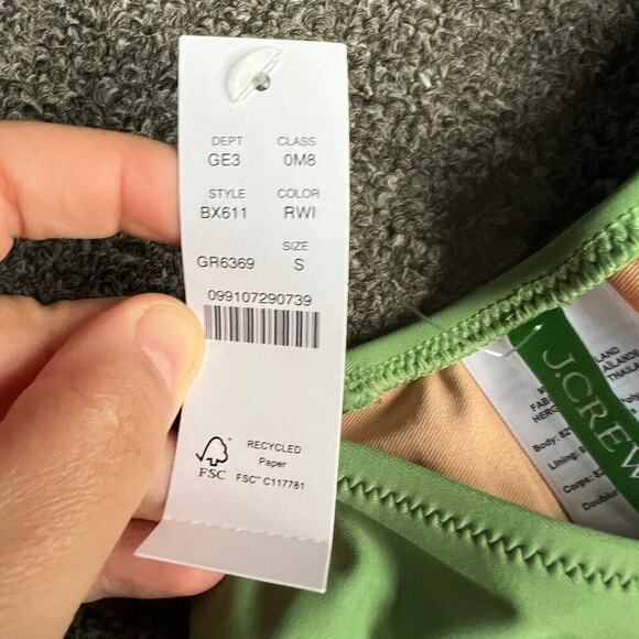 J. Crew Green Heritage Scoop Bikini Swimsuit Top NWT Size S - Picture 4 of 7